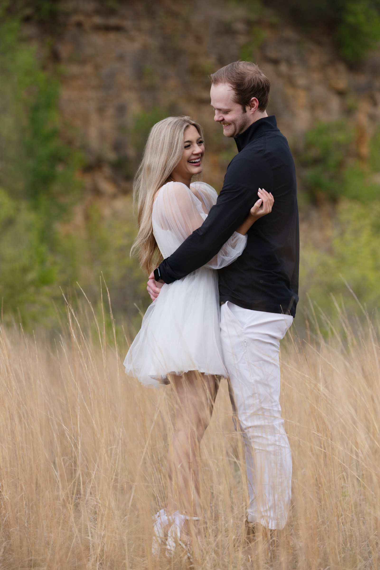 Engaged couple during their engagement portrait session in the La Crosse area before their wedding day.